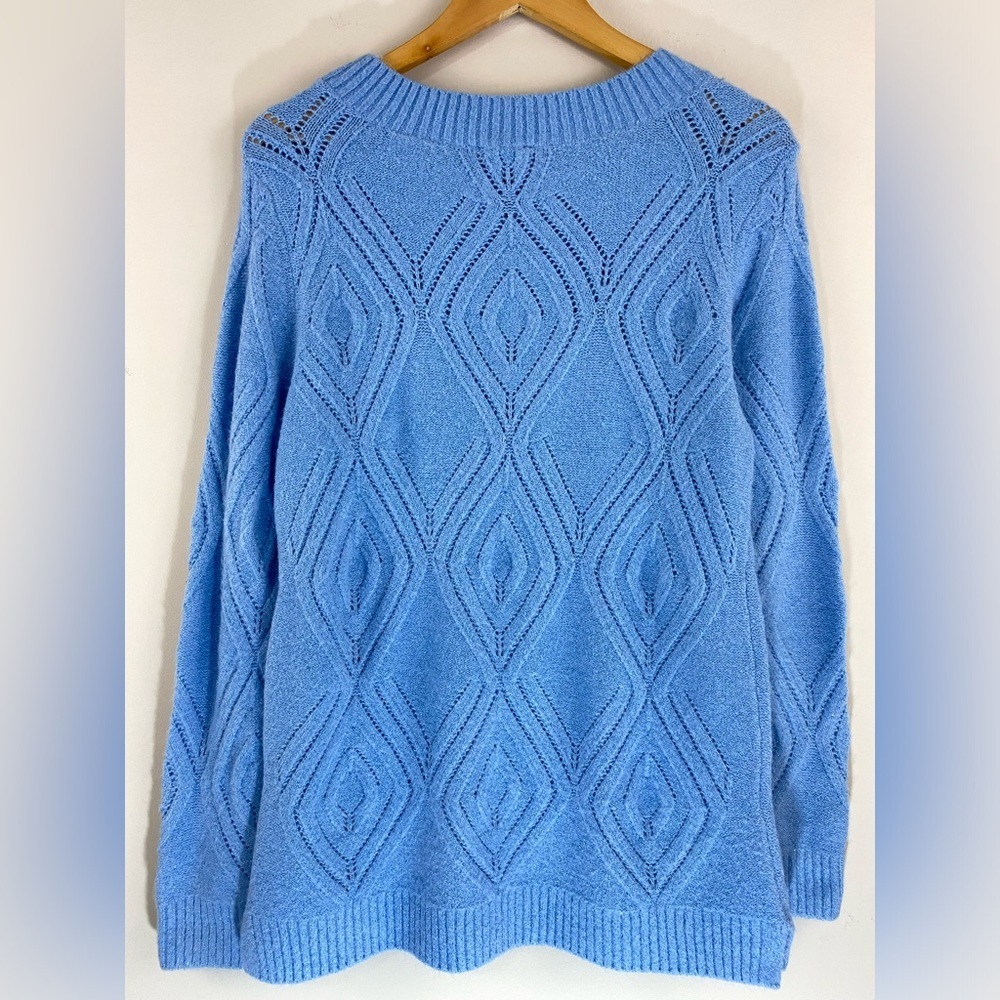 Talbots Open Cable Knit Bateau-Neck Sweater Metallic women’s size medium - Picture 6 of 8